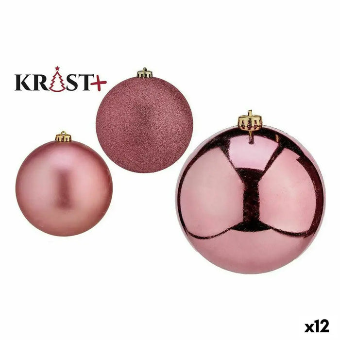 Set of Christmas balls Krist+ Pink PVC (12 Units) - Декорация и Осветление<<<Дом Градина<<<BigBuy&&&Коледни