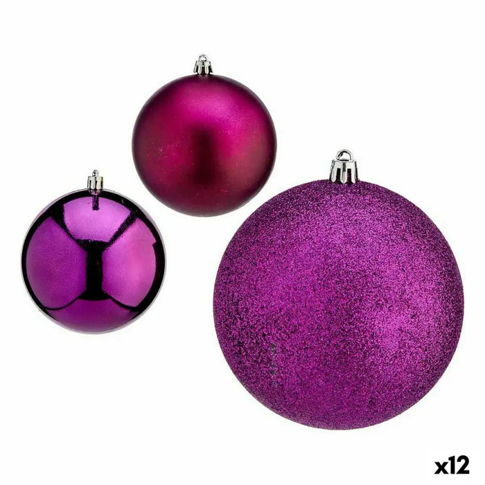 Set of Christmas balls Krist+ Purple Plastic (12 Units) - Декорация и Осветление<<<Дом Градина<<<BigBuy&&&Коледни
