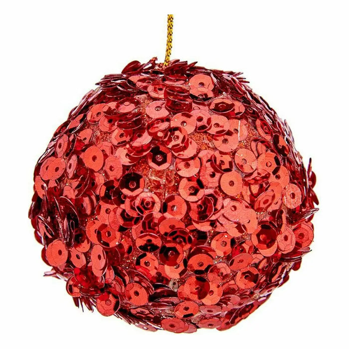 Set of Christmas balls Krist+ Red Plastic Sequins (8 Units) - Декорация и Осветление<<<Дом Градина<<<BigBuy&&&Коледни
