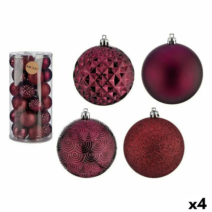 Set of Christmas balls Krist+ Red Purple PVC 8 cm (4 Units) - Декорация и Осветление<<<Дом Градина<<<BigBuy&&&Коледни