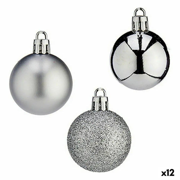 Set of Christmas balls Krist+ Silver Plastic 4 cm (12 Units) - Декорация и Осветление<<<Дом Градина<<<BigBuy&&&Коледни