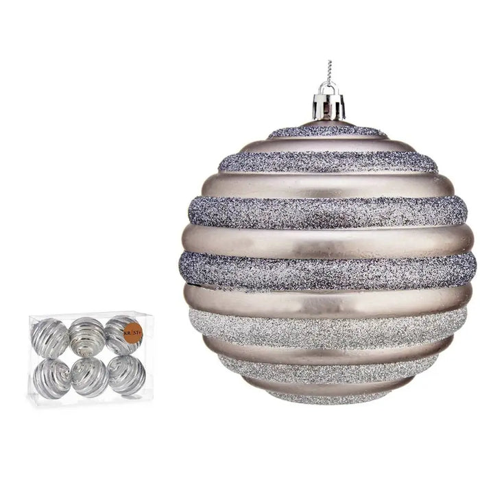 Set of Christmas balls Krist+ Silver Plastic Circles 10 cm (6 Units) - Декорация и Осветление<<<Дом