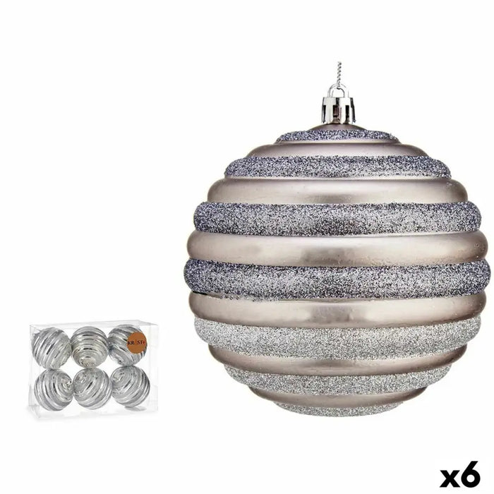 Set of Christmas balls Krist+ Silver Plastic Circles 10 cm (6 Units) - Декорация и Осветление<<<Дом