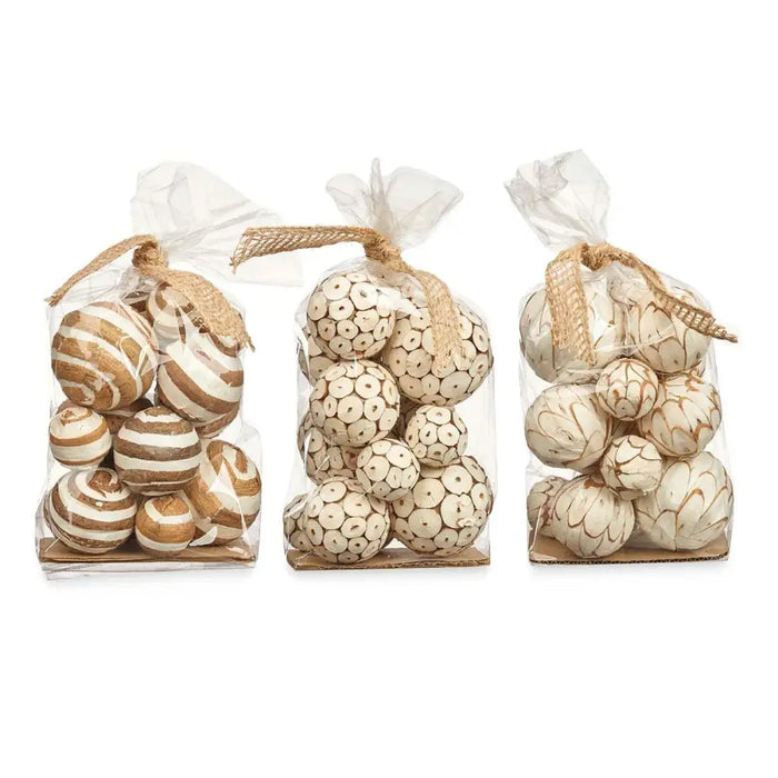 Set of Decorative Balls Gift Decor White Brown 14 x 31 x 10 cm (12 Units) - Декорация и Осветление<<<Дом