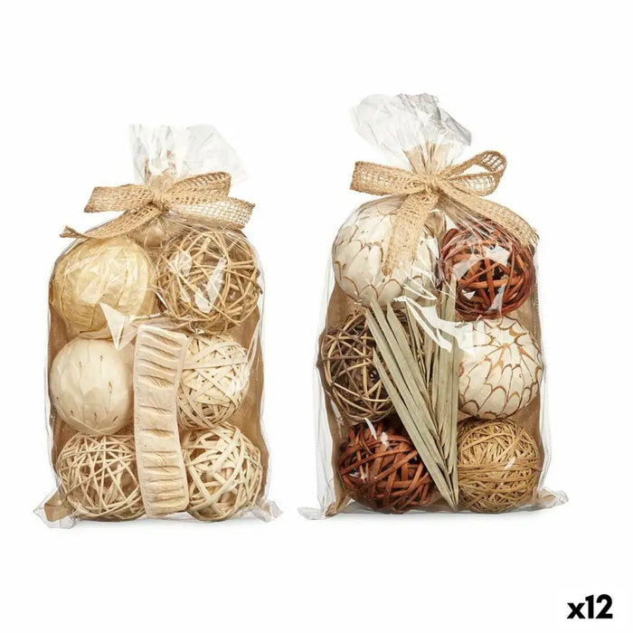 Set of Decorative Balls Gift Decor White Brown 22 x 40 x 9 cm (12 Units) - Декорация и Осветление<<<Дом