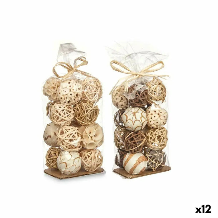 Set of Decorative Balls Gift Decor White Brown 8 x 22 x 8 cm 9 x 25 x 8 cm (12 Units) - Декорация и Осветление<<<Дом