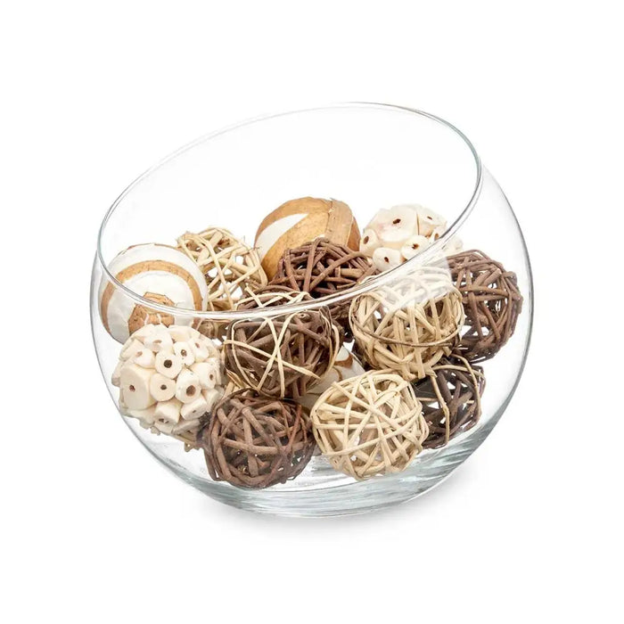 Set of Decorative Balls Gift Decor White Brown 8 x 22 x 8 cm 9 x 25 x 8 cm (12 Units) - Декорация и Осветление<<<Дом
