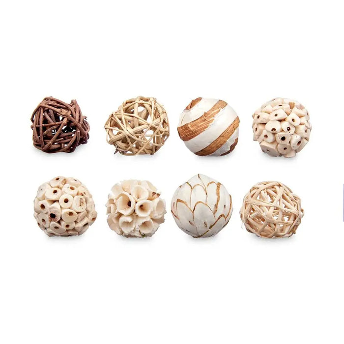 Set of Decorative Balls Gift Decor White Brown 8 x 22 x 8 cm 9 x 25 x 8 cm (12 Units) - Декорация и Осветление<<<Дом