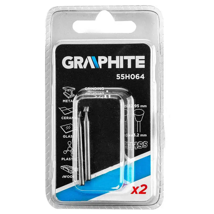 SET OF MILLS 3.2X2.95 MM 2 PIECES GRAPHITE 55H064 - Аксесоари за dremel<<<Консумативи за