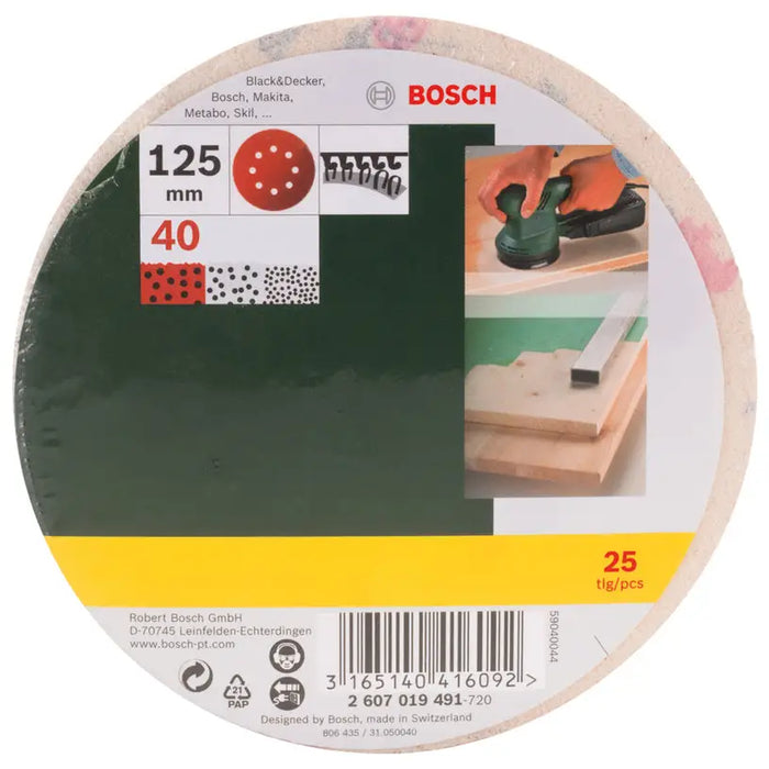 SET OF SANDING PADS 25 PCS. BOSCH K 40 - Шкурки за машинно шлайфане<<<Консумативи за електроинструменти<<<Инструменти и