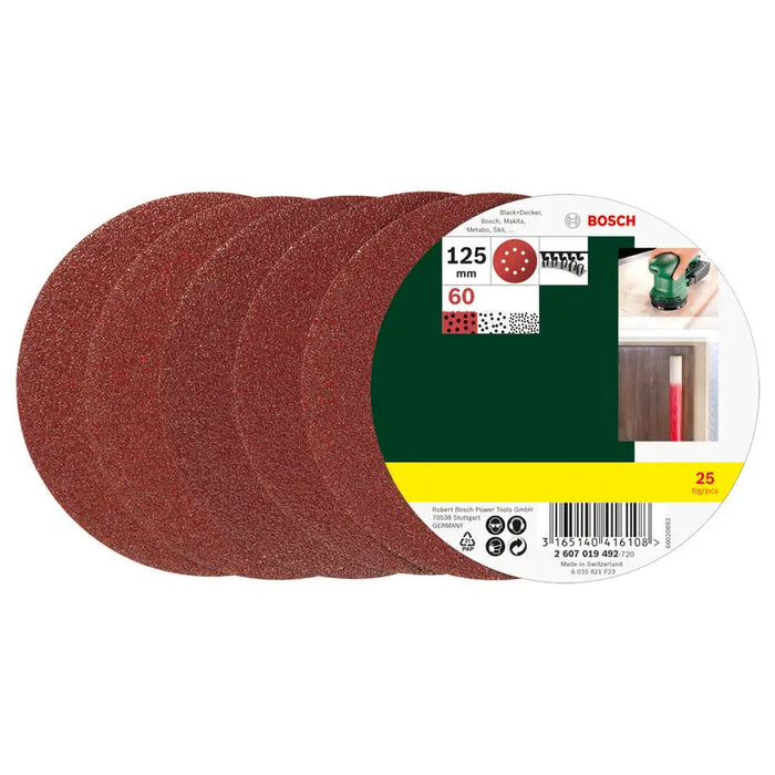 SET OF SANDING PADS 25 PCS. BOSCH K 60 - Шкурки за машинно шлайфане<<<Консумативи за електроинструменти<<<Инструменти и
