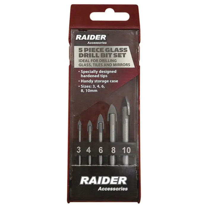 SET OF TOOLS FOR GLASS 5 PCS. F3 4 6 8 AND 10 RAIDER - Свредла<<<Консумативи за електроинструменти<<<Инструменти и