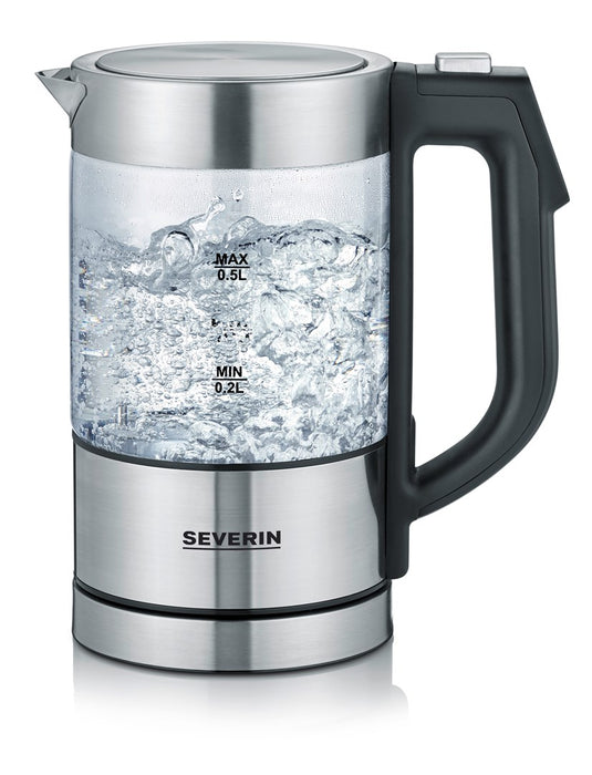 Severin WK 3458 electric kettle 0.5 L 1100 W Black, Transparent