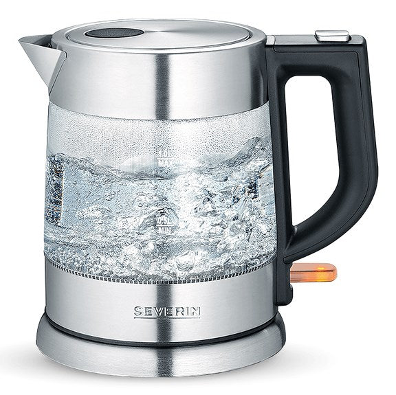 Severin WK 3468 electric kettle 1 L 2200 W Black, Stainless steel, Transparent