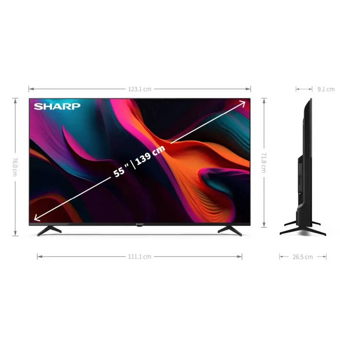 Sharp 55’’ 4K Ultra HD LED Google TV 139.7 cm (55’’) Smart TV Wi-Fi Black