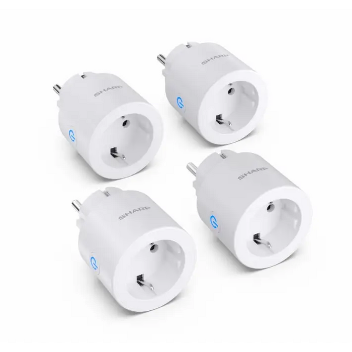 Sharp SGPH01EW4P - WiFi Smart Plug - 4 pack 802.11 b/g/n (2.4GHz) Child Protection Google Assistant Alexa White