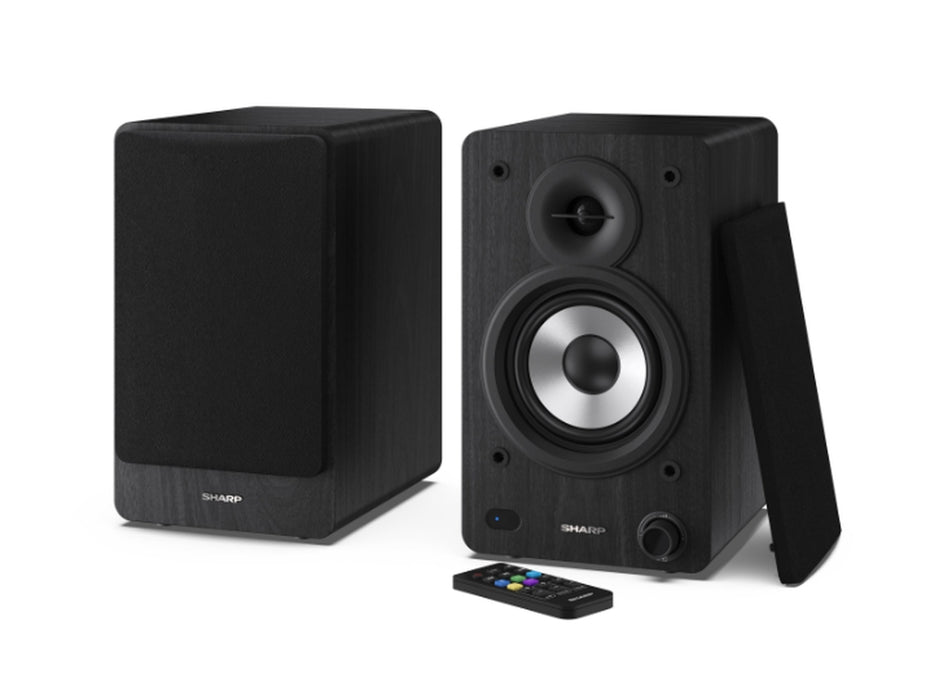 Sharp Audio Systems CP-SS30(BK), Hifi Systems BOOKSHELF SPEAKERS 60W (2 x 30W) RMS 2, Bluetooth v5.0, USB playback, MP3 Audio decoder, RCA L/R In, 3.5mm Aux-in / line-in, Digital optical-in, Wooden speaker, Black