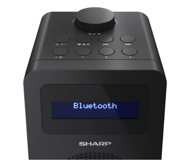 Sharp Radios DR-430(BK), DIGITAL RADIO, Bluetooth 5.0, 5W, 20 DAB+/DAB/FM, Auto time/date, LCD Display, Dual alarm, 3.5mm Headphone jack / line-out, Black