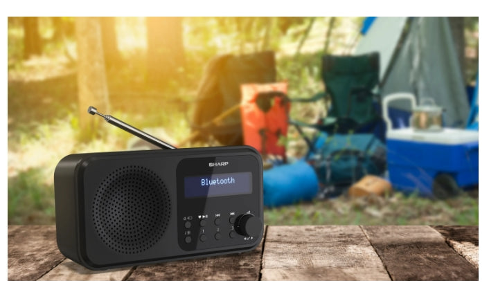 Sharp Radios DR-P420(BK), PORTABLE DIGITAL RADIO, Bluetooth 5.0, 20 DAB+/DAB/FM, Auto time/date, LCD Display, Dual alarm,Micro USB x1 (power supply),3.5mm Headphone jack / line-out, Black