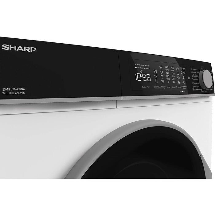 Washing machine Sharp ES-NFL914AWNA, 1400 rpm, 9.00 kg, A, White