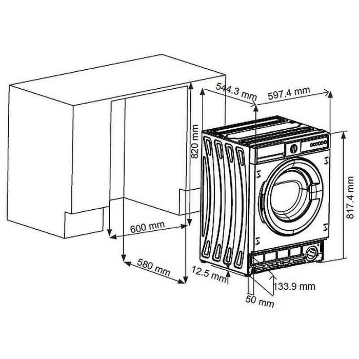 Built-in washing machine Sharp ES-NIB714BWNA-EE , 1400 rpm, 7.00 kg, A , White