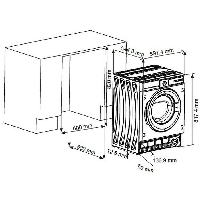 Built-in washing machine Sharp ES-NIB814BWNA-EE , 1400 rpm, 8.00 kg, A , White