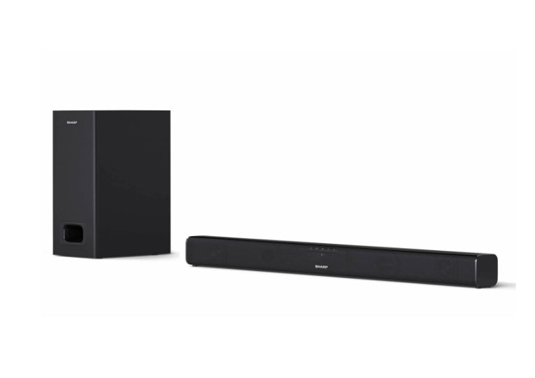 Sharp Soundbar HT-SBW110, SLIM 180W 2.1 Wired Subwoofer, HDMI & BLUETOOTH, wireless music streaming, HDMI ARC/CEC, 3.5mm Aux-in, Digital Optical Audio Input, Matt black