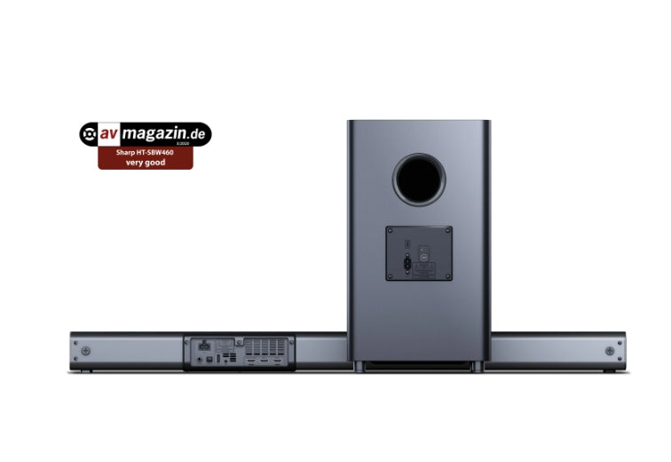 Sharp Soundbar HT-SBW460, 440W 3.1 DOLBY ATMOS Wireless Subwoofer, HDMI & BLUETOOTH, wireless music streaming, HDMI ARC/CEC, USB playback, 3.5mm Aux-in, 4K UHD Pass-Through, Digital Optical Audio Input, Matt black