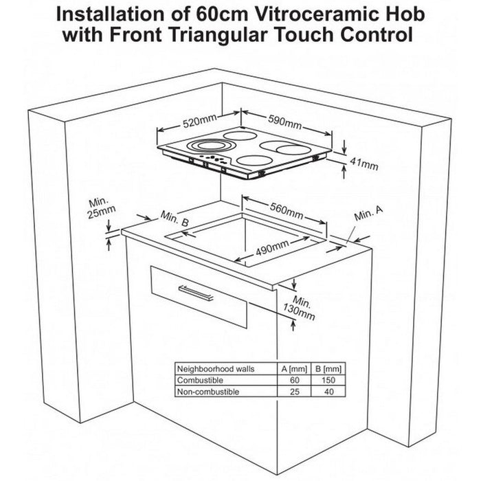 Built-in ceramic hob Sharp KH-6V08BS00, Electric