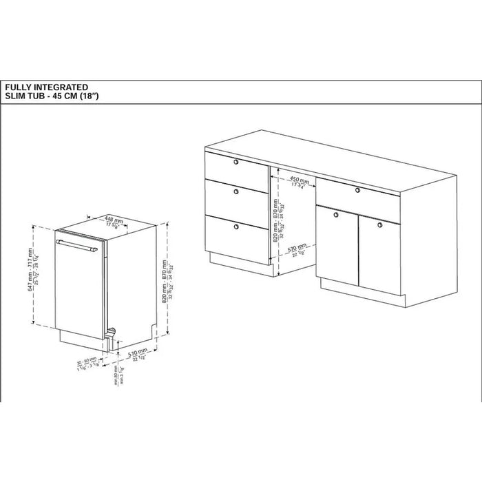 Built-in dishwasher Sharp QW-NS1GI47EX, 10 place settings, 45 W, mm, E