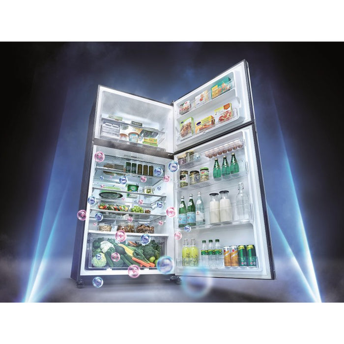 Refrigerator with top chamber Sharp SJ-YG740G-SL, 604 l, E, No Frost, Inox
