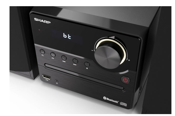 Sharp Audio Systems XL-B512(BK), HI-FI MICRO SYSTEM, 45W total max power output, FM PLL tuner, Bluetooth v5.0, CD player, USB, 3.5mm Aux-in / line-in, wooden speaker, Black