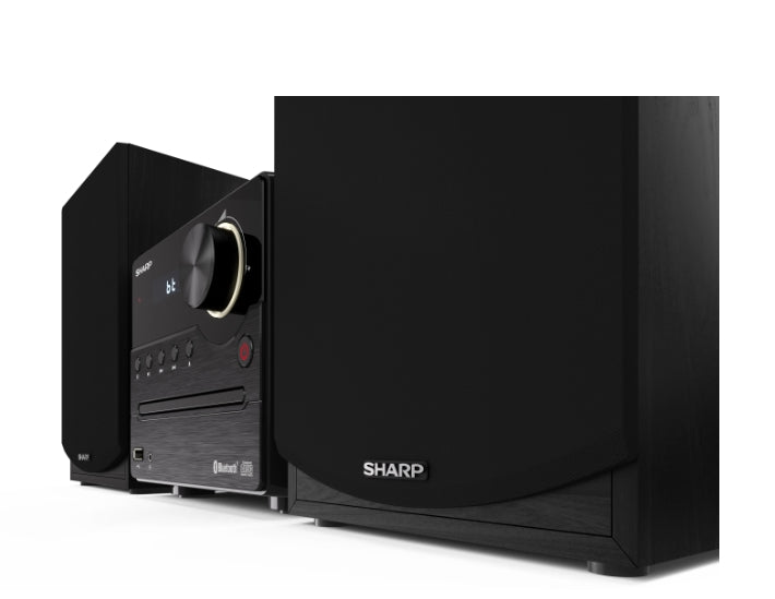 Sharp Audio Systems XL-B512(BK), HI-FI MICRO SYSTEM, 45W total max power output, FM PLL tuner, Bluetooth v5.0, CD player, USB, 3.5mm Aux-in / line-in, wooden speaker, Black