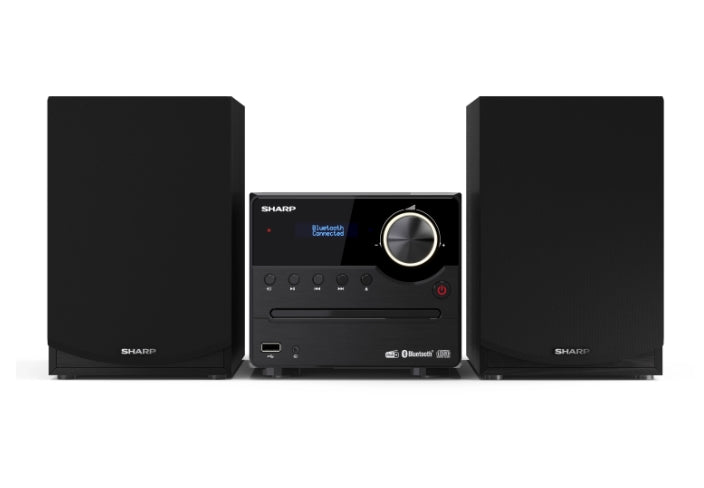 Sharp Audio Systems XL-B517D(BK), HI-FI MICRO SYSTEM, 45W total max power output, DAB+ and FM tuner with RDS, Bluetooth v5.0, CD player, USB playback, 3.5mm Aux-in / line-in, Headphone jack, wooden speaker, Black