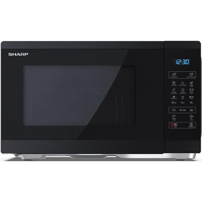 Sharp YC-MG252AE-B, Fully Digital, Built-in microwave grill, Grill Power: 1000W, steel/painted grey, 25l, 900 W, Housing Material Microwave-Steel, LED Display Blue, Timer & Clock function, Child lock, Defrost, Cabinet Colour: Black