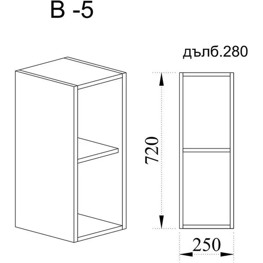 SHELF TOP ROW WITH SHELF IRIM 25X28X72 CM. - Модулни кухни<<<Кухненски мебели<<<Кухня<<<Praktiker