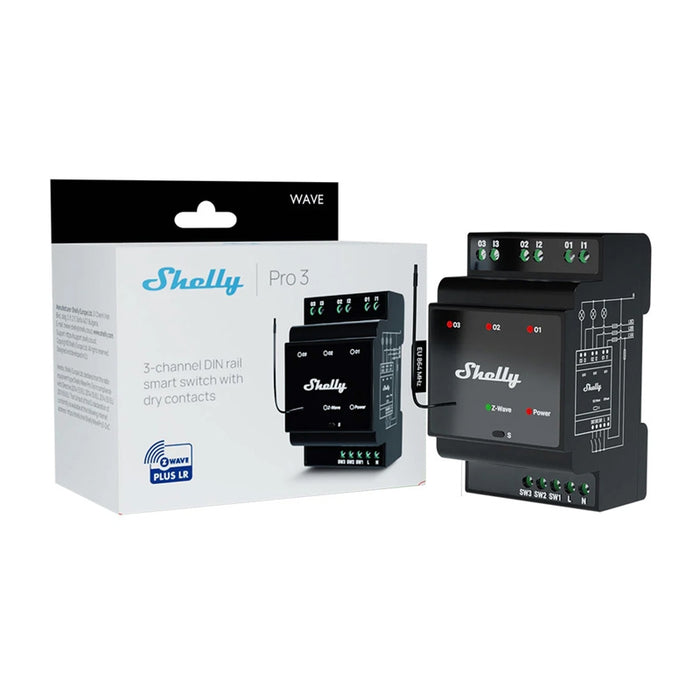 Shelly Qubino Wave Pro 3 Z-Wave 3 channel DIN rail relay