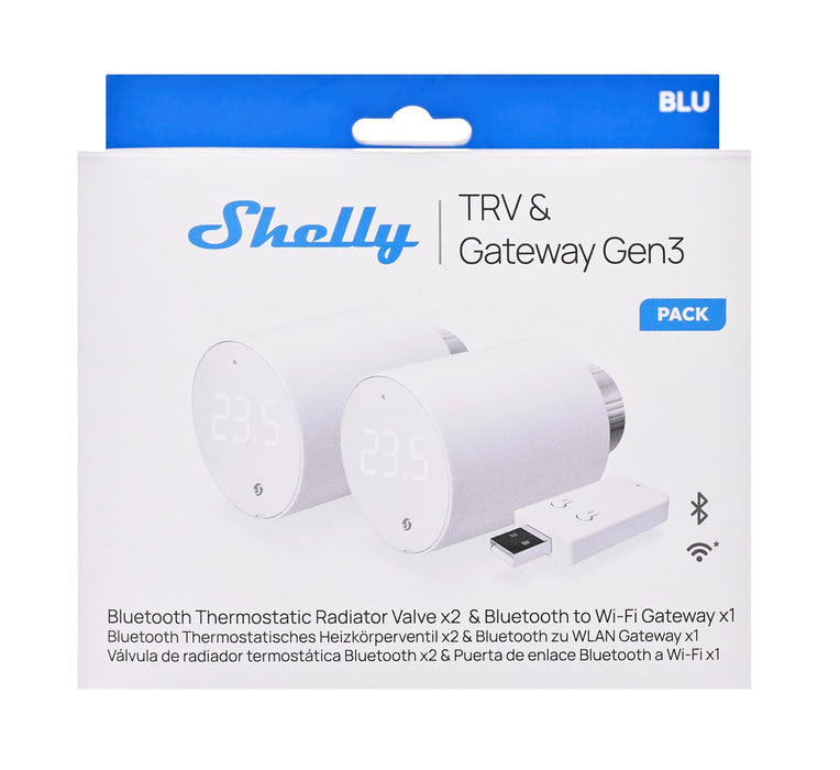 Shelly BLU TRV Thermostatic head, WiFi/Bluetooth (2 pieces with control unit)