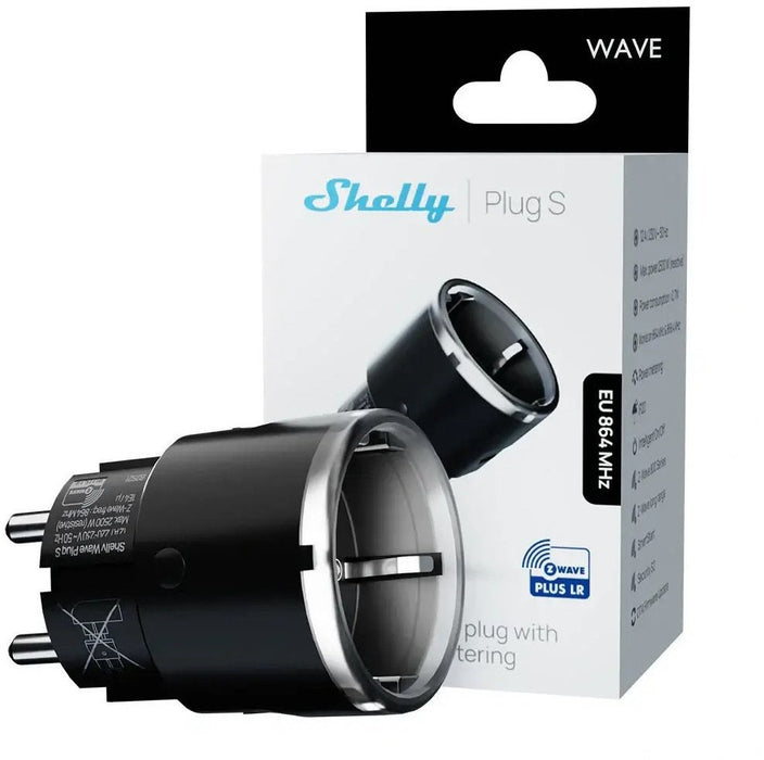 Shelly Wave Plug S - Z-Wave 800 smart socket Black