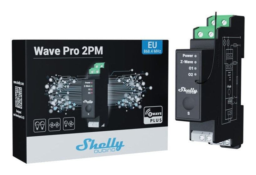 Shelly Qubino Pro 2PM DIN rail Relay, 2-channel, Z-Wave (Power measurement)