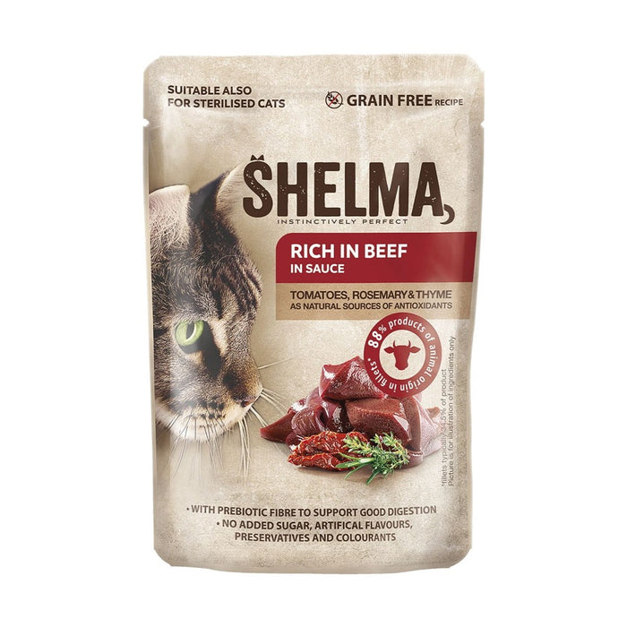 SHELMA Rich in chicken, turkey, beef and duck - wet cat food - 4x85g