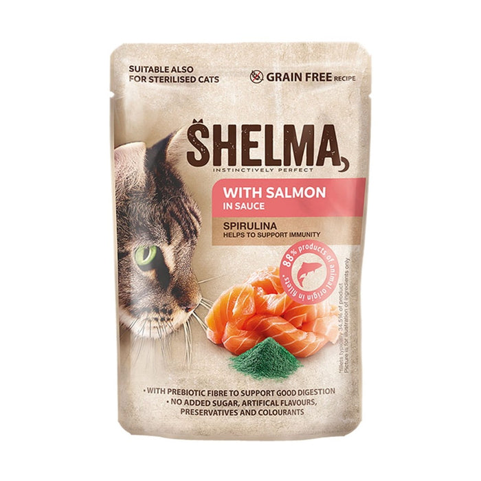 SHELMA Rich in salmon, cod, beef and chicken - wet cat food - 4x85g