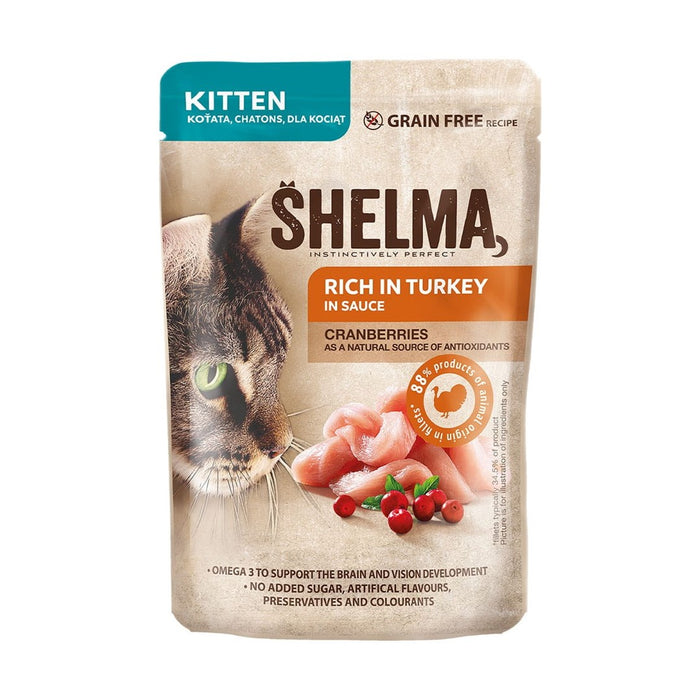 SHELMA Kitten with salmon and turkey in sauce - wet cat food - 4x85g