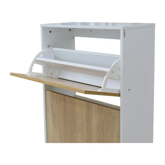 SHOE CABINET WITH 2 DOORS WHITE GLOSS + SONOMA 64X26X83 CM. ALPI - Шкафове за обувки<<<Мебели и обков<<<Мебели и