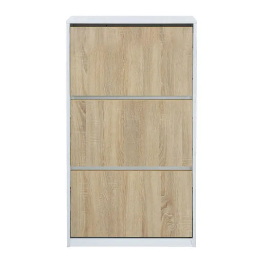 SHOE CABINET WITH 3 DOORS WHITE GLOSS + SONOMA 64X26X121 CM. ALPI - Шкафове за обувки<<<Мебели и обков<<<Мебели и