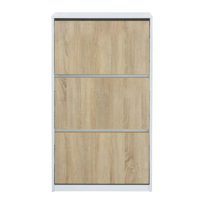 SHOE CABINET WITH 3 DOORS WHITE GLOSS + SONOMA 64X26X121 CM. ALPI - Шкафове за обувки<<<Мебели и обков<<<Мебели и