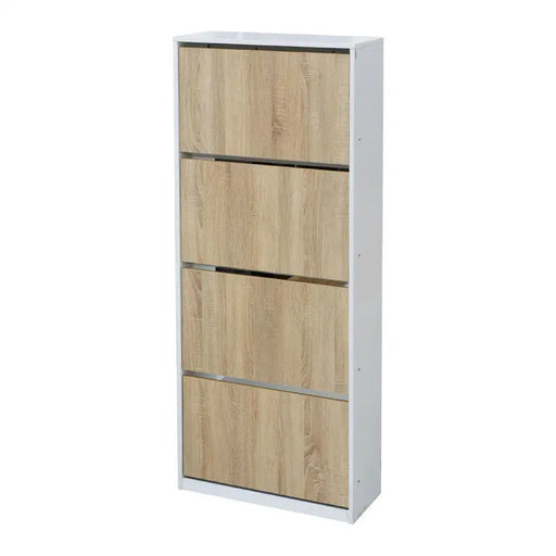 SHOE CABINET WITH 4 DOORS WHITE GLOSS + SONOMA 64X26X159 CM. ALPI - Шкафове за обувки<<<Мебели и обков<<<Мебели и