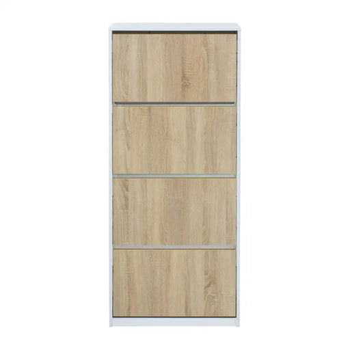 SHOE CABINET WITH 4 DOORS WHITE GLOSS + SONOMA 64X26X159 CM. ALPI - Шкафове за обувки<<<Мебели и обков<<<Мебели и