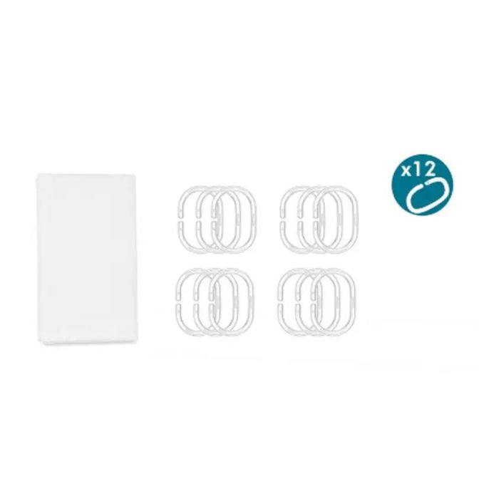 Shower Curtain Berilo White Polyethylene EVA 180 x 180 cm 20,5 x 34 x 2 cm (12 Units) - Баня<<<Дом