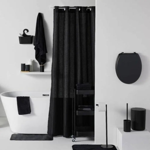 Shower Curtain TODAY Black Polyester 180 x 200 cm (12 Units) - Баня<<<Дом Градина<<<BigBuy&&&Завеси и